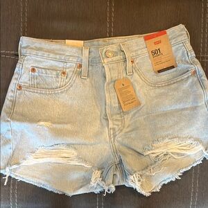 Levi's Blue Distressed Jean Shorts